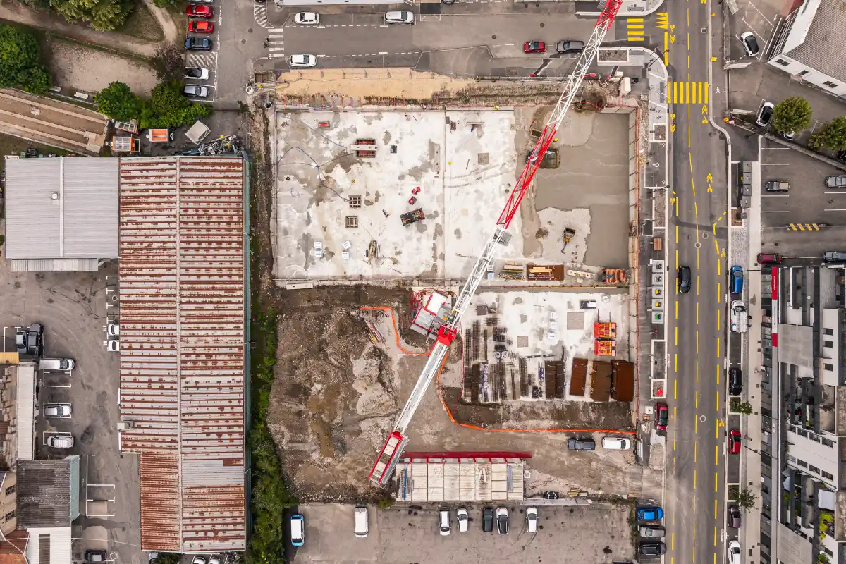 Vue Aérienne de l'avancée du chantier Hysope pour les fondations
