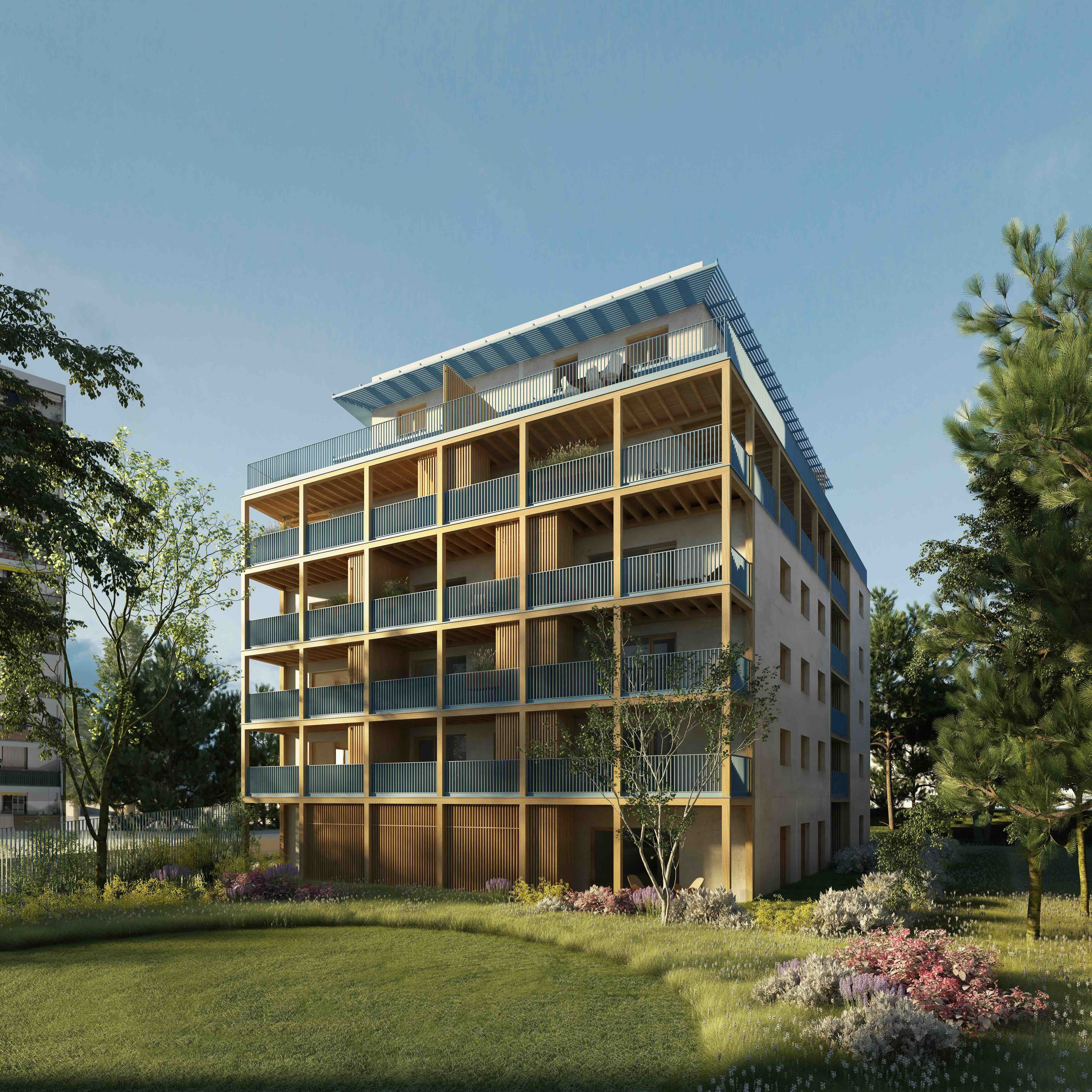 Vue virtuelle d'un immeuble neuf à Annecy