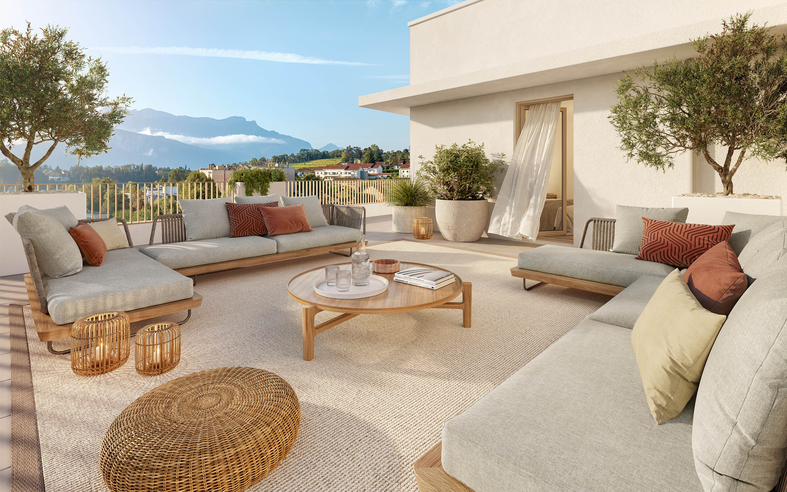Terrasse luxueuse en vue modélisée à Voiron