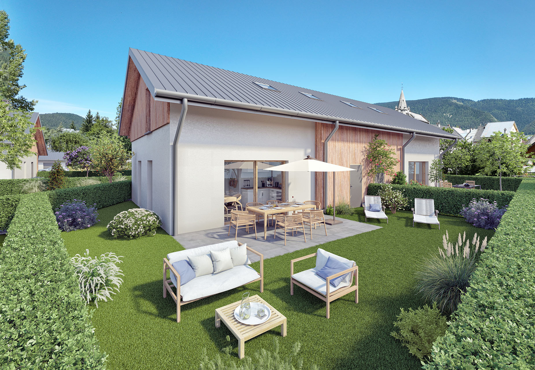 Vue extérieur d'une maison neuve à Autrans